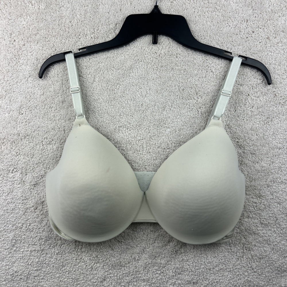 Warners No Side Effects Bra 38DD Satin Underwire Smoothing Ivory Molded Cup